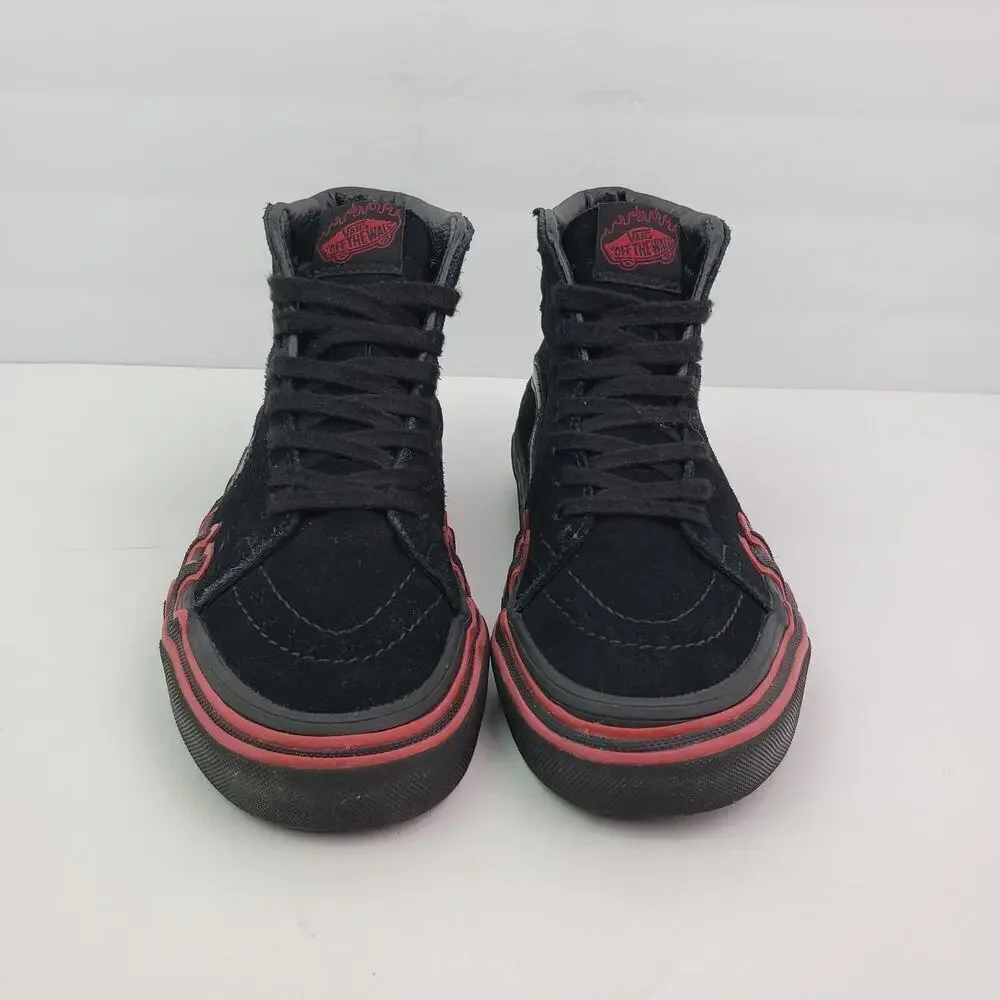 Vans Sk8 Hi Flame Womens Size 5 Mens Sz 3.5 Black Suede Sneaker Shoes